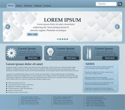 Web design elements in blue and gray tones. Template. 스톡 일러스트