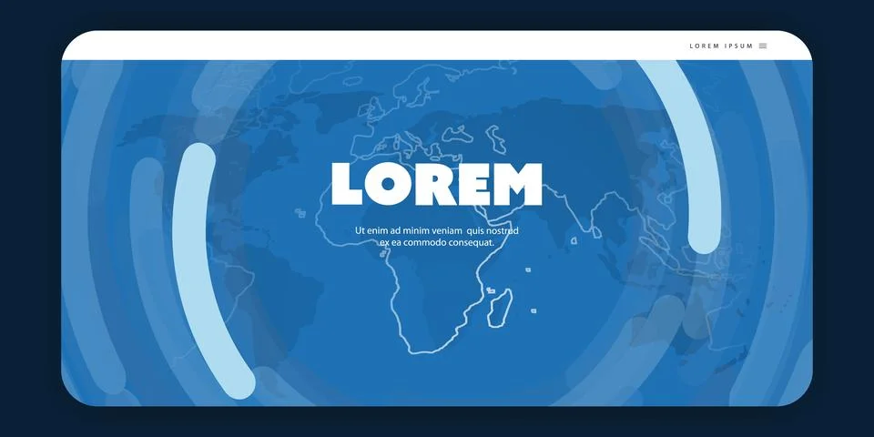 Web Design Elements - Dark Blue Header or Banner Design with World Map - Mo.. Stock Illustration