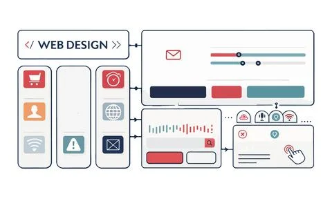 Web Design Elements Diagram 스톡 일러스트