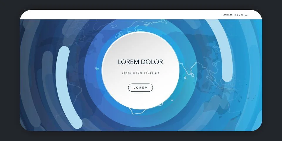 Web Design Elements - Header or Banner Design with World Map and Circular G.. Illustrazione stock