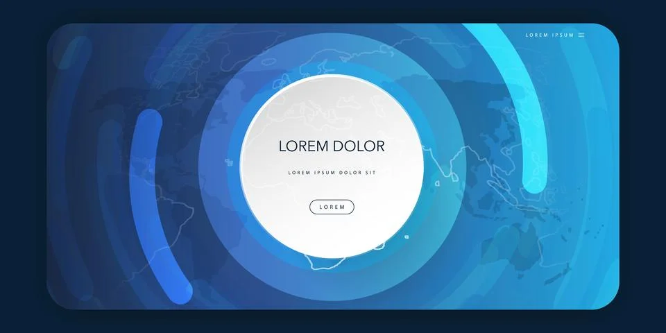 Web Design Elements - Header or Banner Design with World Map and Circular G.. Illustrazione stock