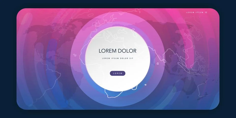 Web Design Elements - Header or Banner Design with World Map and Circular G.. 库存插图
