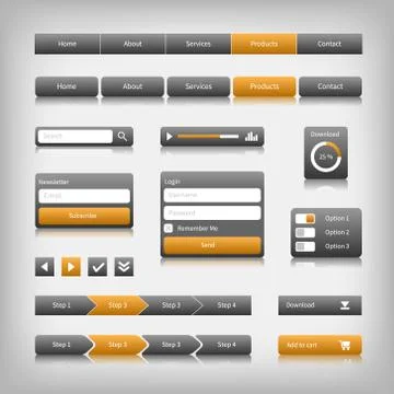 Web design elements with reflection イラスト素材