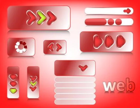 Web design elements, website buttons collection eps10 Stock Illustration