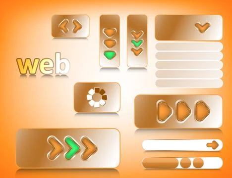 Web design elements, website buttons collection eps10 Stock Illustration