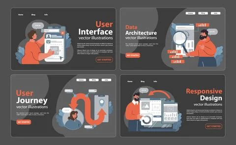 Web Design Evolution set. Flat vector illustration 스톡 일러스트