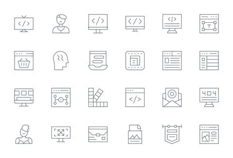 Web Design featuring 24 High Resolution Vector Icons in Thin Line Design 스톡 일러스트