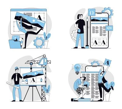 Web Design Flat Concepts 스톡 일러스트