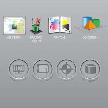 Web design, graphic design, print and 3d icons collection set Illustrazione stock