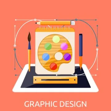 Web Design Graphic Tablet and Tool Stock Illustration