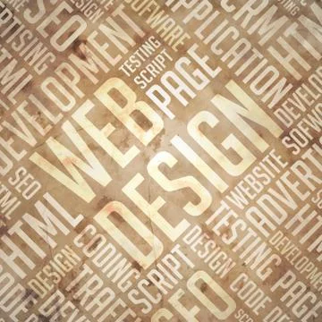 Web Design - Grunge Beige-Brown Wordcloud. 库存插图