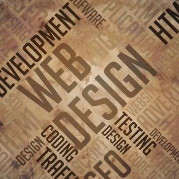 Web Design - Grunge Brown Wordcloud. 스톡 일러스트