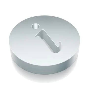 Web design icon: 3d metallic Information with reflection, vector illustration Stock Illustration