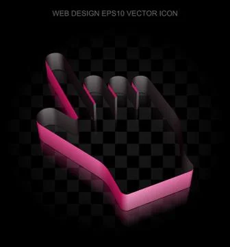 Web design icon: Crimson 3d Mouse Cursor made of paper, transparent shadow, EPS Stock Illustration
