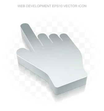 Web design icon: Flat metallic 3d Mouse Cursor, transparent shadow, EPS 10 Stock Illustration