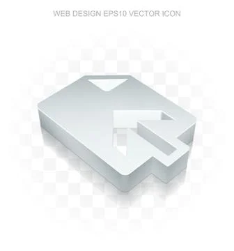 Web design icon: Flat metallic 3d Upload, transparent shadow, EPS 10 vector Illustrazione stock