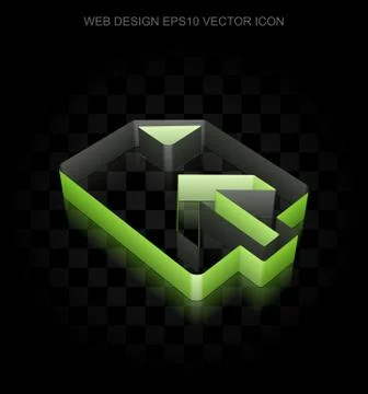 Web design icon: Green 3d Upload made of paper, transparent shadow, EPS 10 Stock Illustration