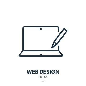 Web Design Icon. Website, Webpage, Developer. Editable Stroke Stock Illustration