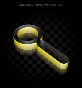 Web design icon: Yellow 3d Search made of paper, transparent shadow, EPS 10 Stock Illustration