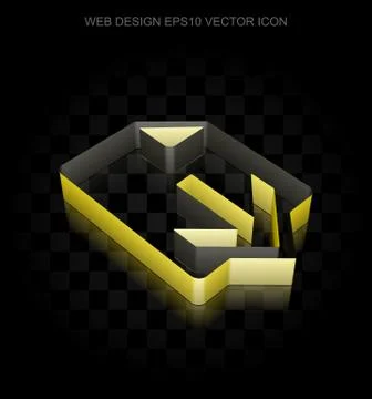 Web design icon: Yellow 3d Download made of paper, transparent shadow, EPS 10 Stock Illustration