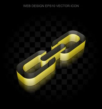Web design icon: Yellow 3d Link made of paper, transparent shadow, EPS 10 vector Stock Illustration