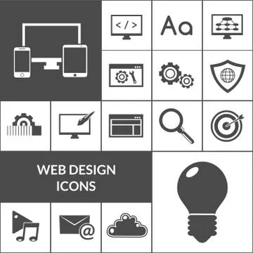 Web Design Icons Black Set Stock Illustration