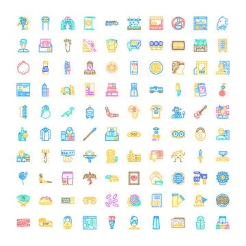 Web design icons collection outlining various concepts 库存插图