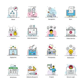 Web Design Icons Set Illustrazione stock