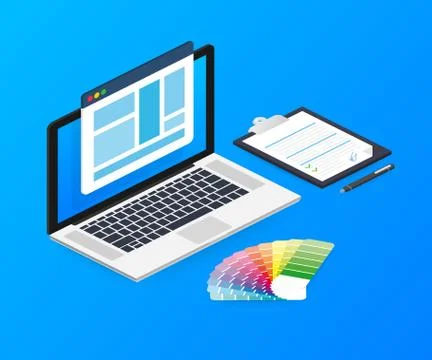 Web design illustration. Concept of creating websites, designed banners for u Illustrazione stock