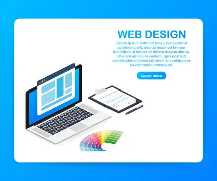 Web design illustration. Concept of creating websites, designed banners for u 스톡 일러스트