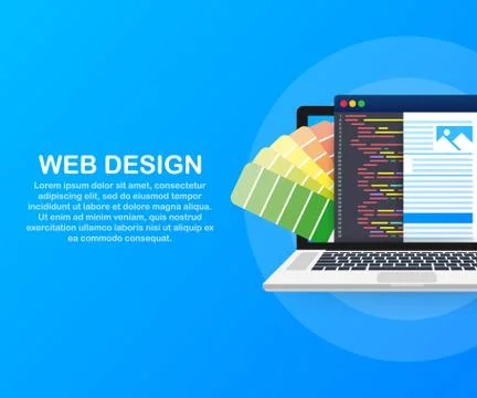 Web design illustration. Concept of creating websites, designed banners for u 스톡 일러스트