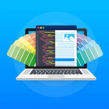 Web design illustration. Concept of creating websites, designed banners for u Stockillustratie