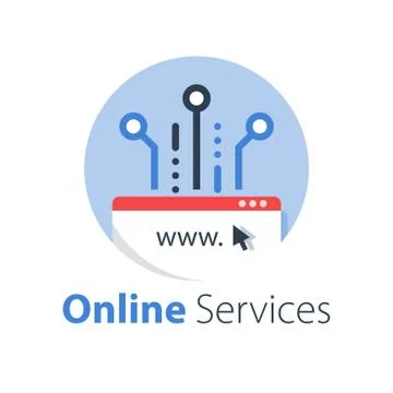 Web design, internet technology, software development, hosting services Illustrazione stock