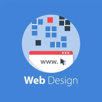 Web design, internet technology, software development, hosting services Stockillustratie