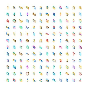 Web design isometric icons objects characters symbols Stock Illustration