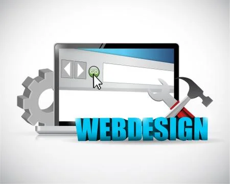 Web design laptop computer concept illustration Stock Illustration