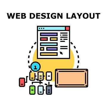 Web design layout planning creating user experience developing interface Stock-Illustration