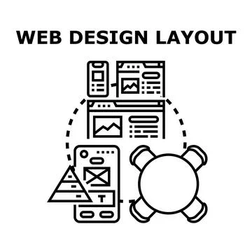 Web design layout planning for responsive digital interfaces Иллюстрация