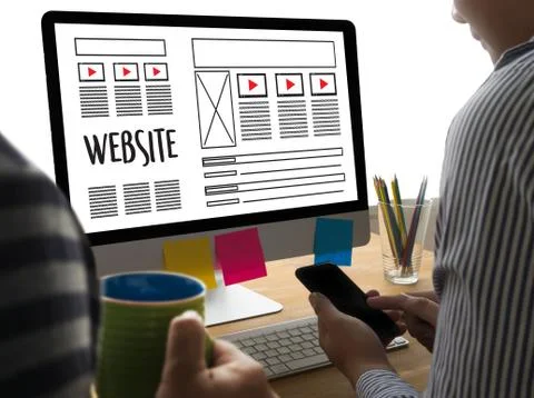 Web Design layout sketch drawing Software Media WWW and Graphic Layout Websit Stock-Fotos