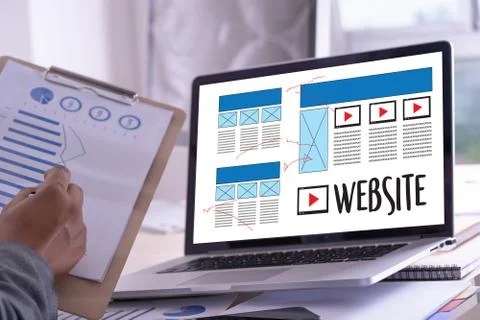 Web Design layout sketch drawing Software Media WWW and Graphic Layout Websit Stockfoto's