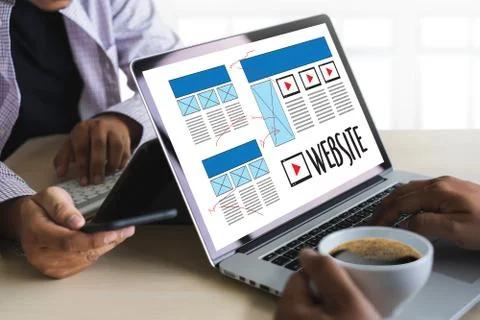 Web Design layout sketch drawing Software Media WWW and Graphic Layout Websit Stock Photos