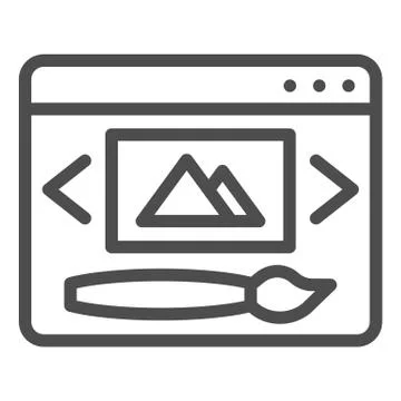 Web design line icon. Digital image and brush vector illustration isolated on Stock Illustration