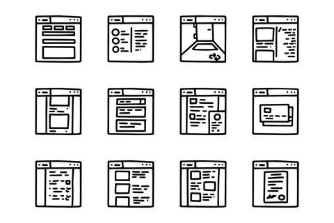 Web design line vector doodle simple icon set Stock-Illustration