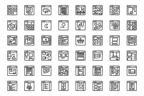 Web design line vector doodle simple icon set Stock Illustration