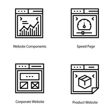 Web Design Line Vector Icons Pack Illustrazione stock