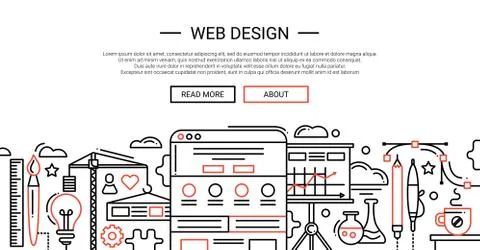 Web Design - line website banner temlate 스톡 일러스트