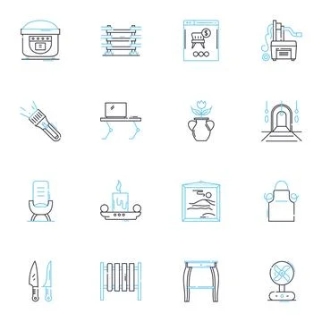 Web design linear icons set. Responsive, User-friendly, Navigation, Graphics Stock Illustration