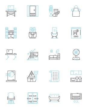 Web design linear icons set. Responsive, User-friendly, Navigation, Graphics 库存插图