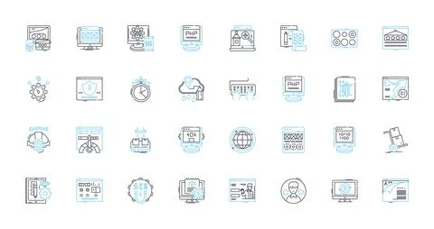Web design linear icons set. Typography, Layout, Navigation, Responsive イラスト素材