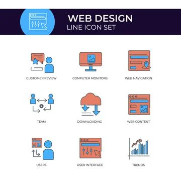 Web Design Multicolor Icon Set Customizable Stroke Stock Illustration